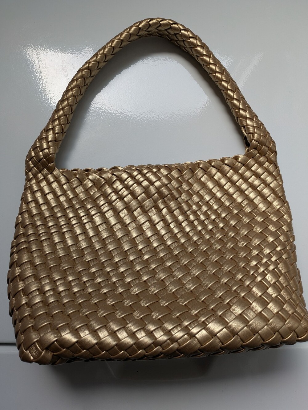 Woven Metallic Gold Shoulder Bag